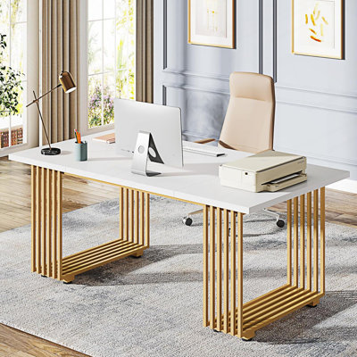 Bureau de direction moderne, grand bureau d'ordinateur avec pieds en métal