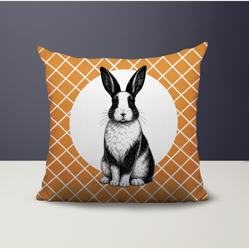 Oreiller réversible intérieur / extérieur Rabbit, 18 x 18, Orange
