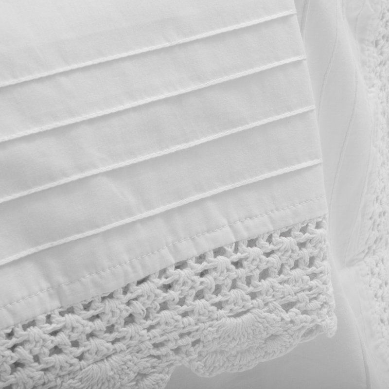 Becca Crochet 100% Cotton Sheet Set - Queen, White, Queen Sheet Set + 2 Pillowcases