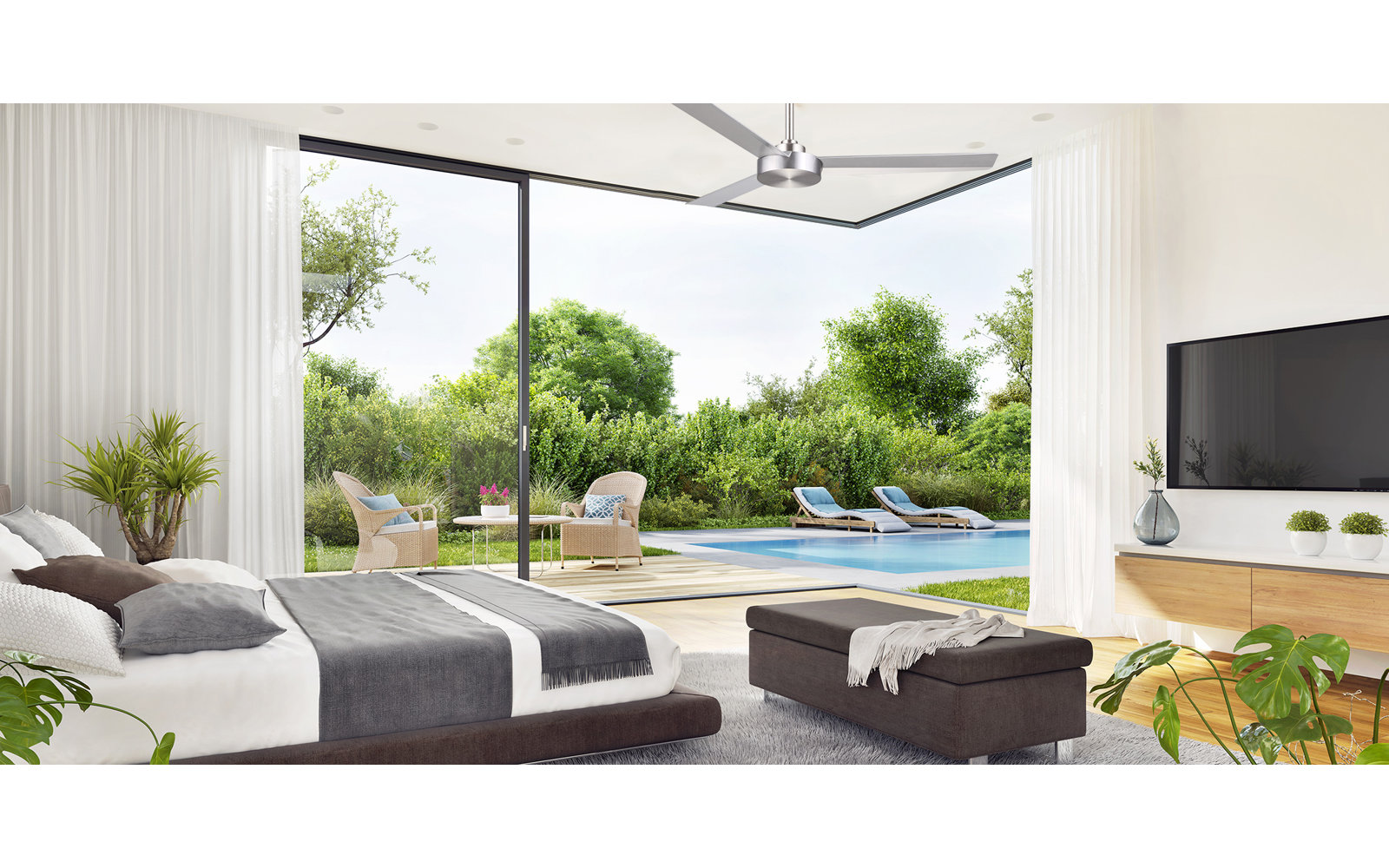 Roto 52" Ceiling Fan, Brushed Aluminum