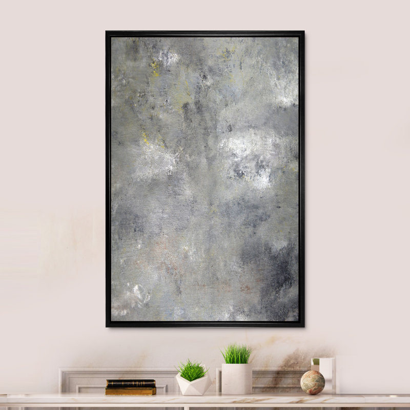 Art moderne gris et bleu II 2FL47751, Cadre noir, H 20 po x l 12 po x P 1 po
