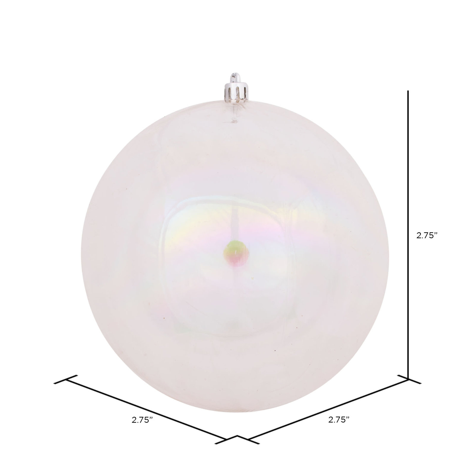Shatterproof Bauble, Clear Iridescent, 2.75" H x 2.75" W x 2.75" D