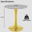 Cette table basse de 27,6 pouces de style Mid-Century moderne peut accueillir de 2 à 4 personnes et comprend un plateau de table rond en marbre texturé gris clair, convenant à divers espaces.-1976422288-1976420462