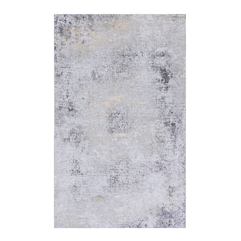 Maval Gold Washable Rug 3X5 Area Rug (Gray+Gold, 3' X 5'), Rectangle 3' x 5'
