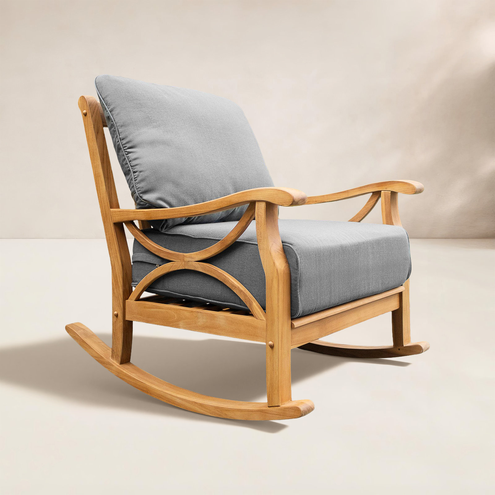 Brunswick Teak Patio Rocking Chair, Gray