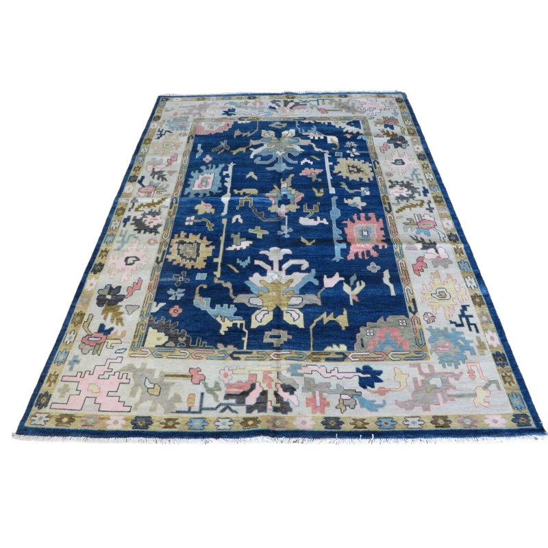 Tapis bleu marine unique de 9 pi x 12 pi