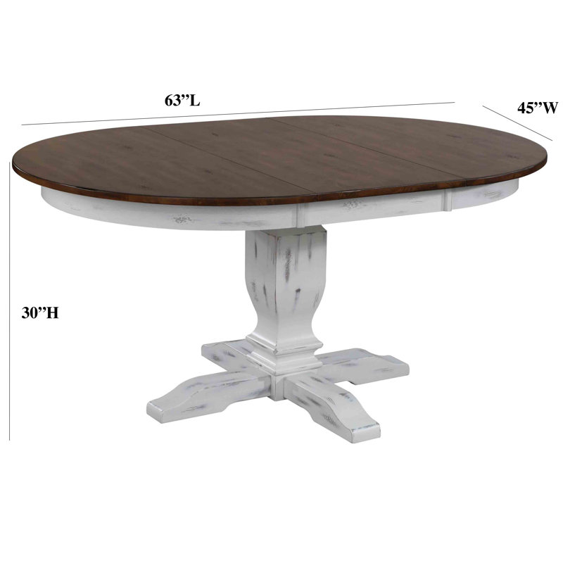 Idia 7-Piece Solid Wood Extendable Dining Set In White & Brown With 18" Takeout Leaf (Seats 4-6 people)