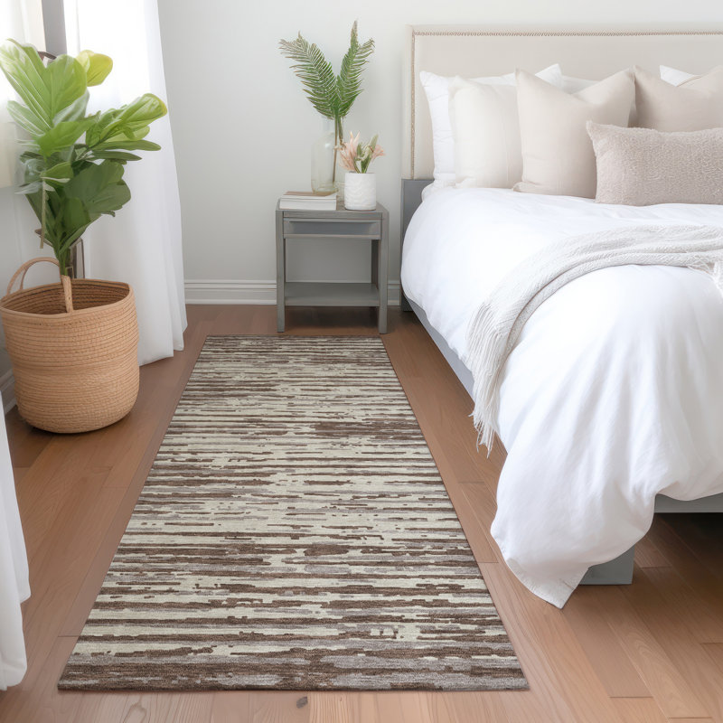 Premium Machine Washable Prisco Brown Rug, Runner 2'3" x 7'6"