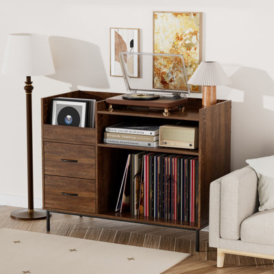 Support pour tourne-disque avec rangement pour plus de 500 albums