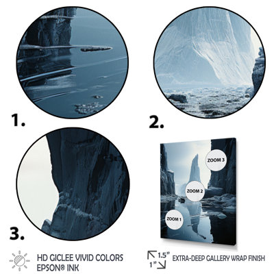«Ieshea Teal Grey Iceberg Monochromatique Serenade», reproduction d'art sur toile