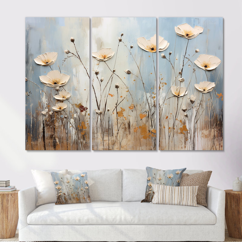 «Wildflowers Botanical Beauty V - Wildflowers», ensemble de reproduction d'art mural, Toile tendue