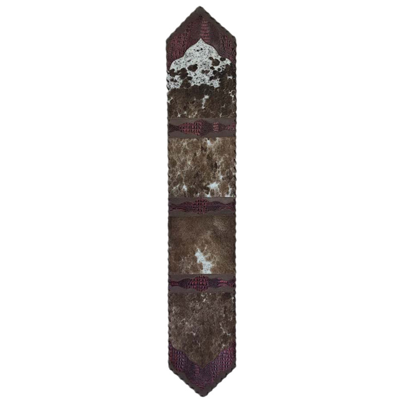 Chemin de table en cuir de vache et cuir, L 120 po x P 12 po