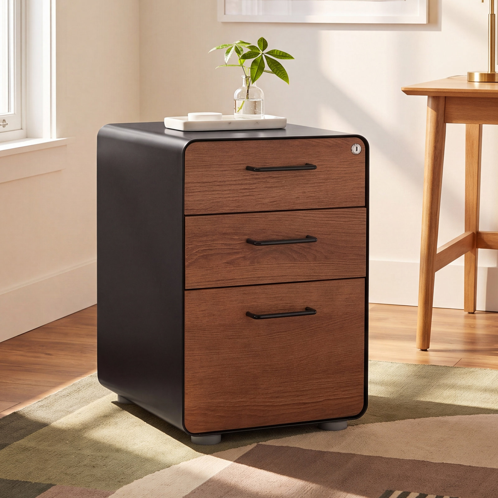 Stow Filing Cabinet, Without Caster, Black Walnut