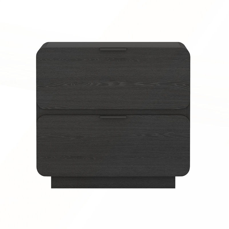 Table de chevet 2 tiroirs noire avec rangement spacieux pour les chambres et les salons, Noir
