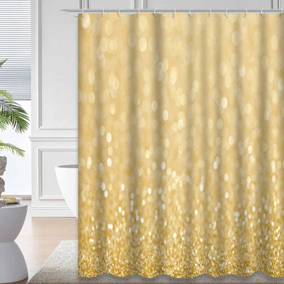 Rideau de douche imperméable doré, rideaux de douche pour la salle de bain avec 12 crochets