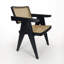 Chaise en teck teinté et rotin naturel-2050270114