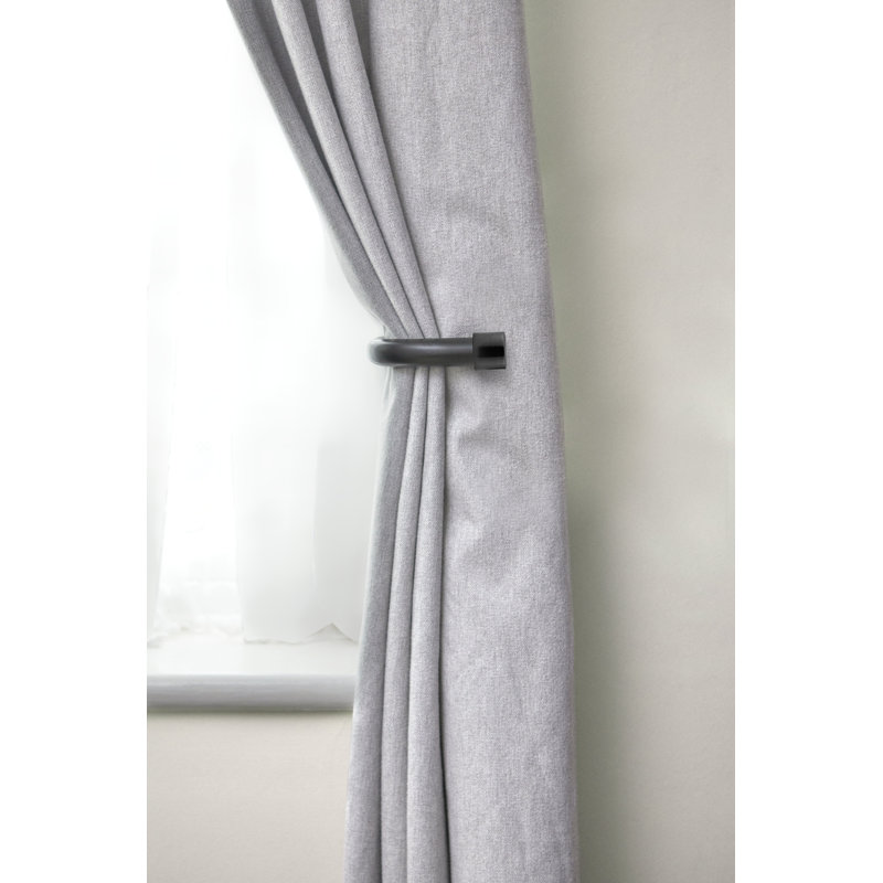 Full Stop Chrome Stainless Steel 20cm Curtain Holdback, Matt Black