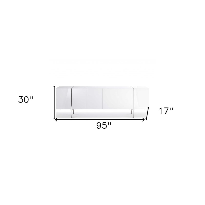 Table console en acier inoxydable blanc massif de 95 pouces