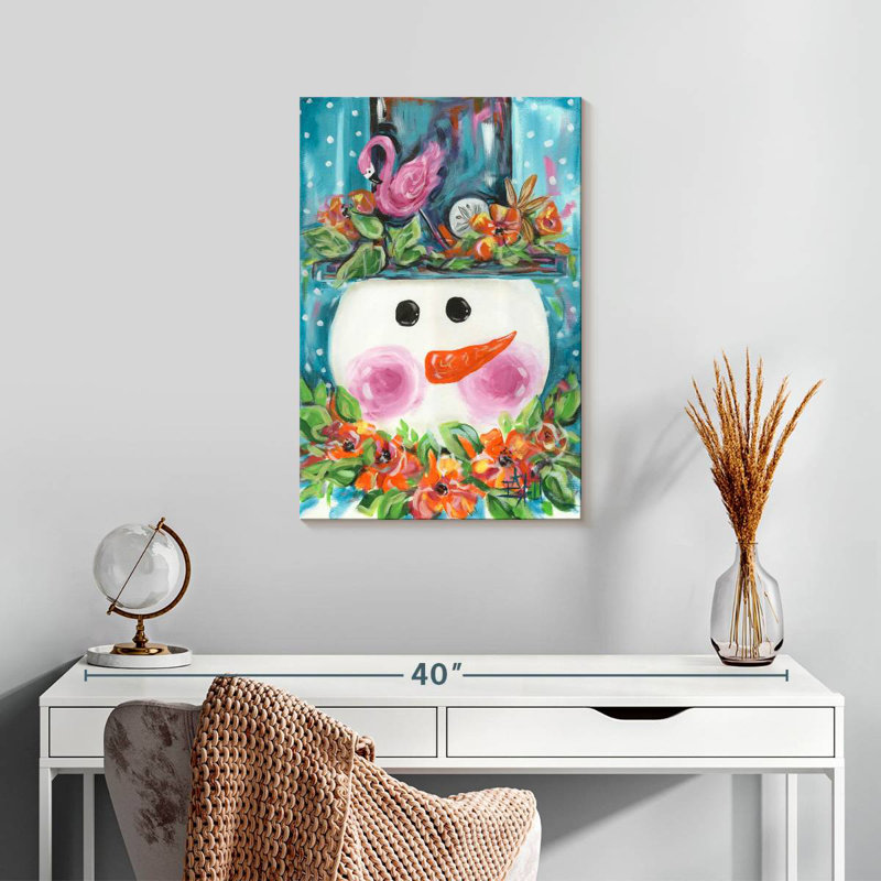 Bonhomme de neige avec chapeau flamant rose Lelend, H 24 po x l 16 po