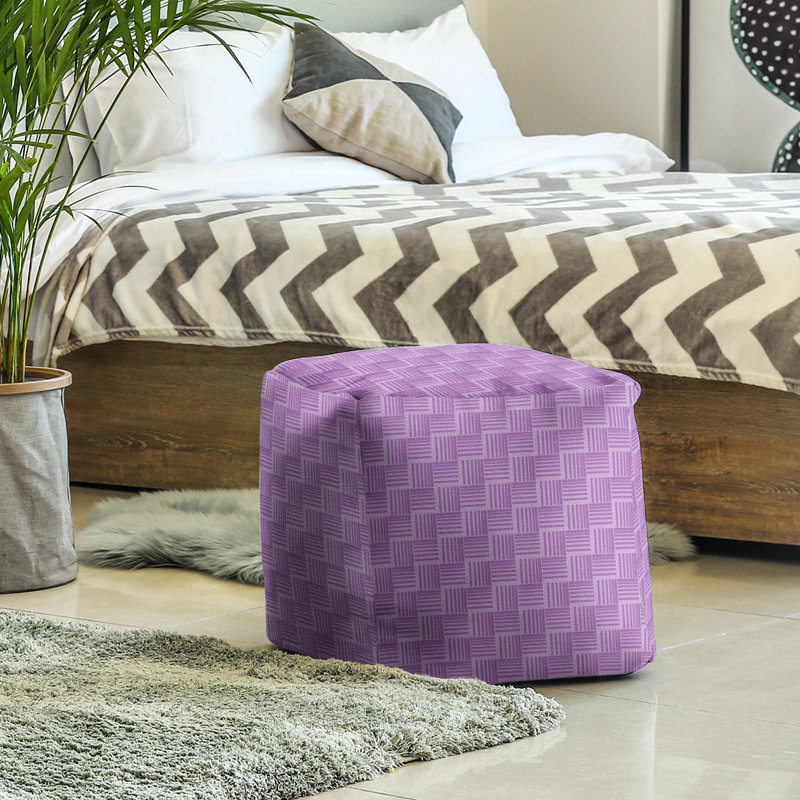 Repose-pieds cubique à rayures classic basketweave, Violet