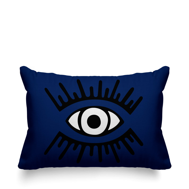 Coussin intérieur / extérieur Miranda Evil Eye, Bleu marine