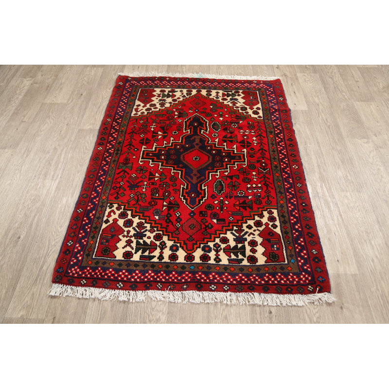 Tapis décoratif en laine noué à la main de conception unique 3 pi 5 po x 4 pi 7 po New Age