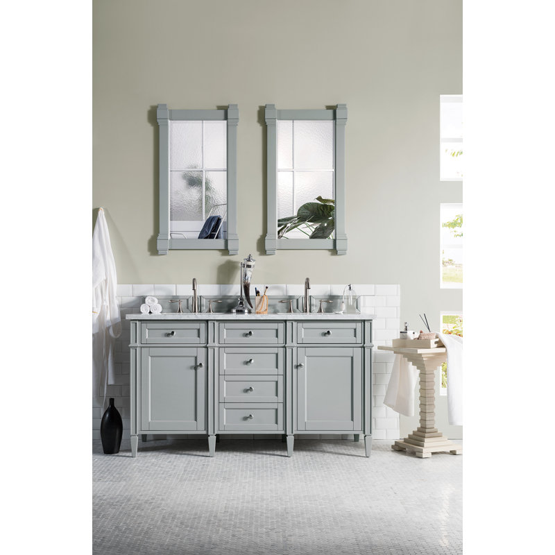 Brittany 60'' W Double Bathroom Vanity Base, Bright White