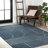 Nordby High-Low Geometric Arch Scandi Striped Navy/Cream Indoor/Outdoor Rug-72487078