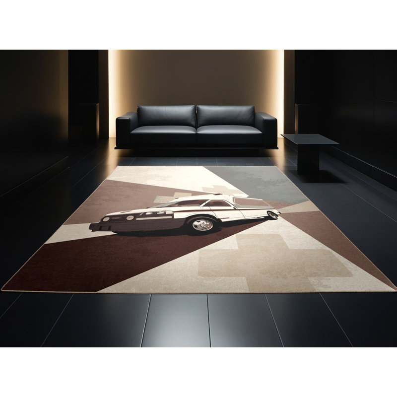 Machine Washable Potts Ambulance Vehicle Modern Rug in Beige – Beige Binding, 7x9