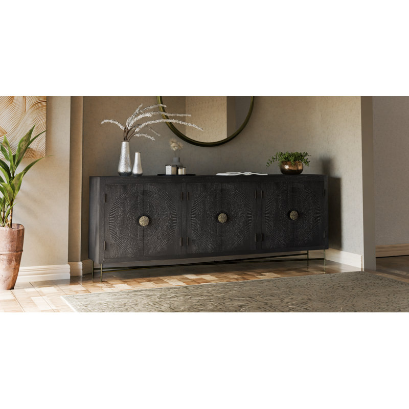 Aarohi 95'' Solid Wood Sideboard, Black