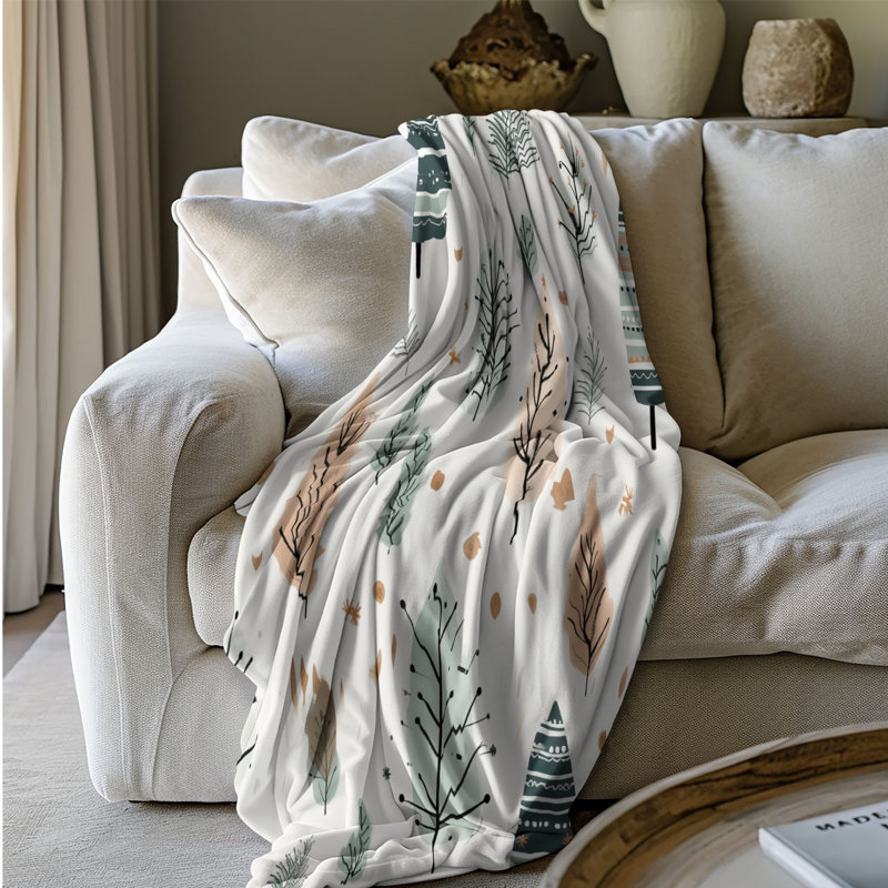 Scandinavian Winter Patterns - 1 Piece Premium Sherpa Blanket, Twin