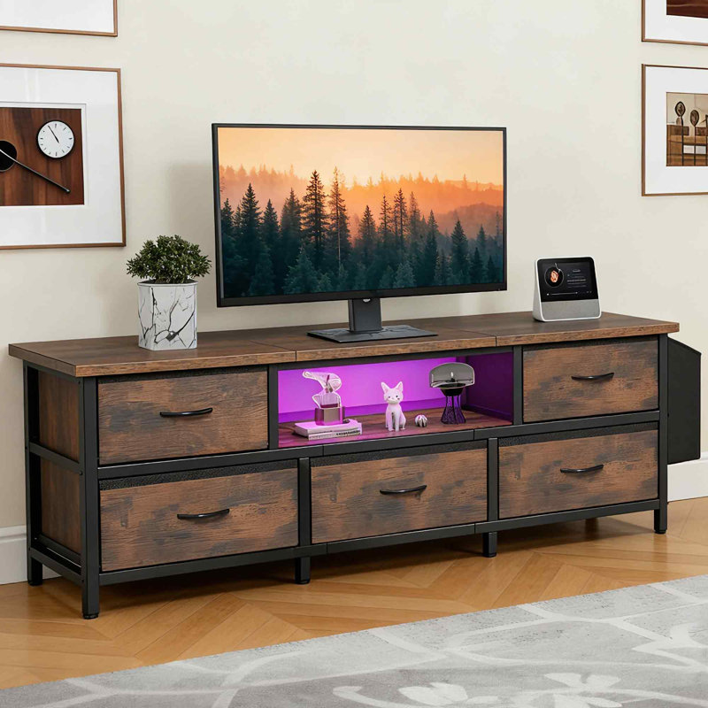 Unfinished TV Stand with Fireplace Included, 160x35x55cm