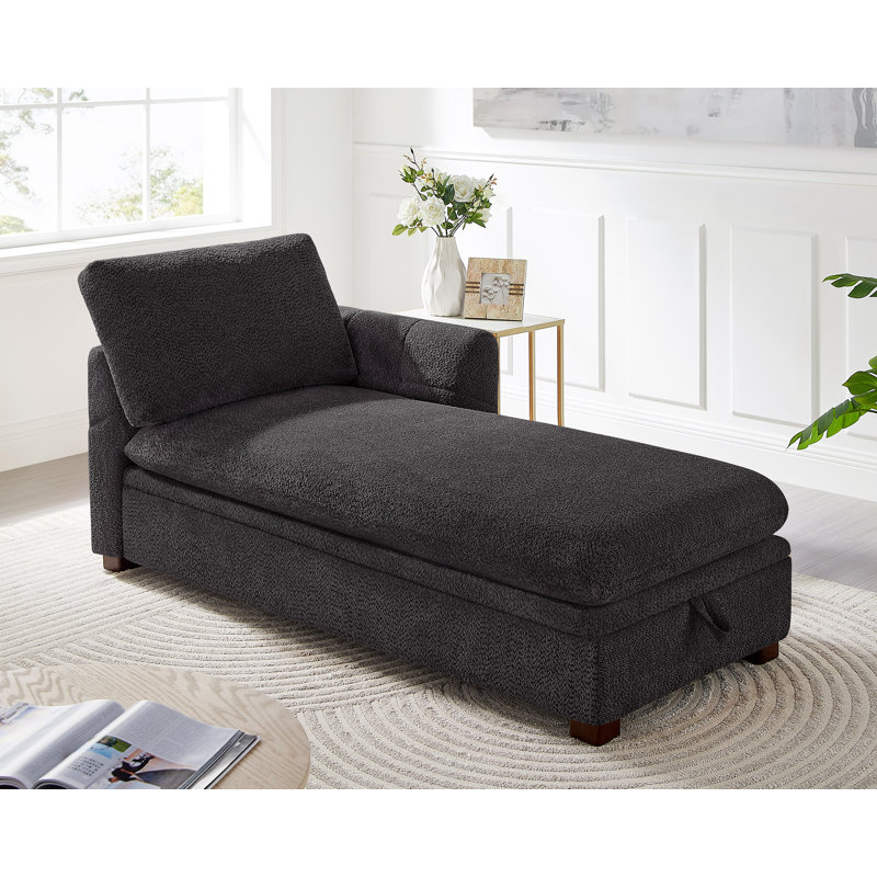  Méridienne rembourrée 34,65 po avec rangement caché, Gris foncé