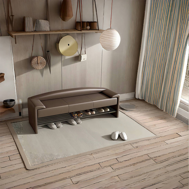 Banc de rangement Kapor, H 21,25 po x l 55,11 po x P 17,71 po, Café