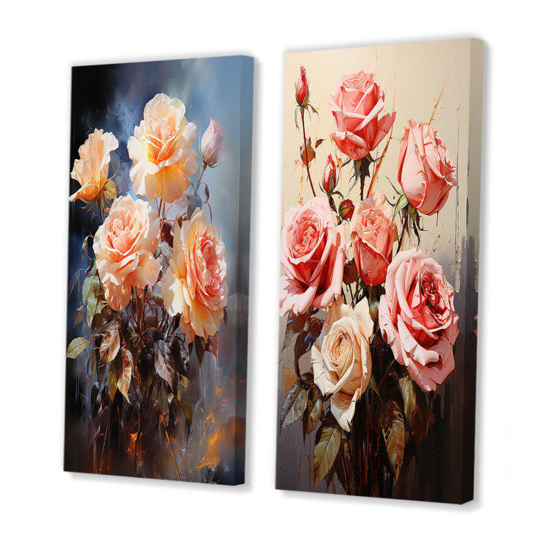 "Bouquet de roses ravissantes" - 2 pièces, Toile tendue, H 32 po x l 32 po