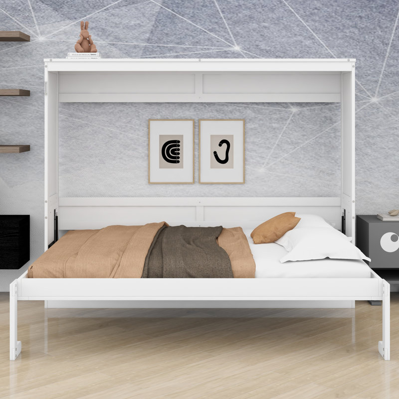 Lit escamotable peu encombrant, Lit double, Blanc