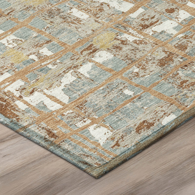 Tapis géométrique intérieur / extérieur lavable à la machine Chantille ACN2998, Cuivre, 10 pi x 14 pi