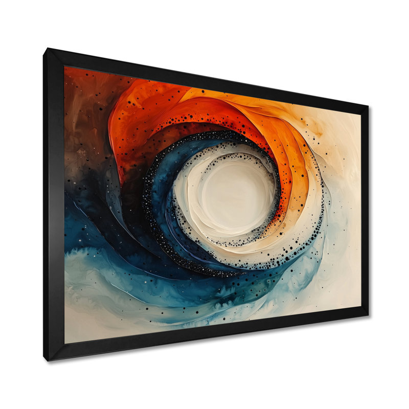 Silent Burst Spiral of Ink II - Abstract Spirals, art mural, Cadre simple, Noir, H 12 po x l 20 po
