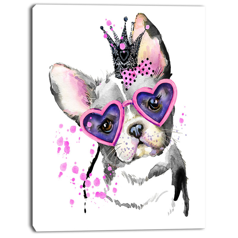 Sweet Sweet Dog with Glasses - Impression sur toile tendue, H 20 po x l 12 po x P 1po