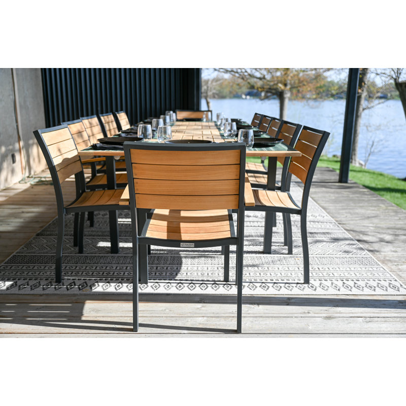 SoHo Teak Aluminum Outdoor Stacking Armchair, Black