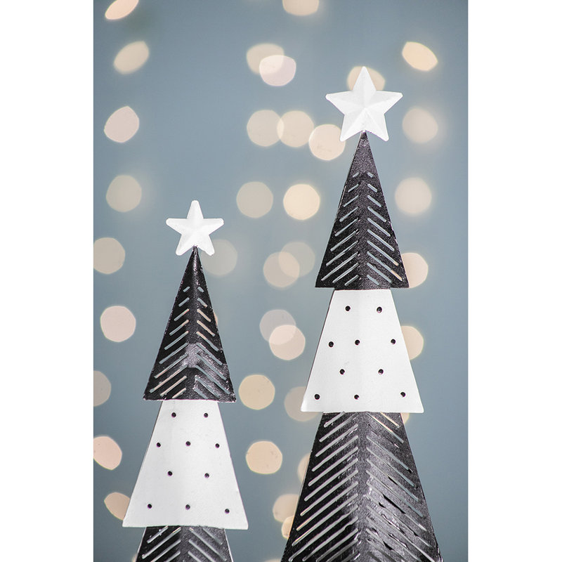 Iron Tree - Set of 2 - 4.5" x 2.5" x 22.5" - Black/White