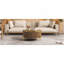 Table basse ronde moderne avec 2 grands tiroirs de rangement, brun, 31,5 po