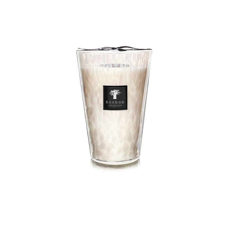 Pearls White Candle, 13.8" H x 9.36" W x 9.36" D