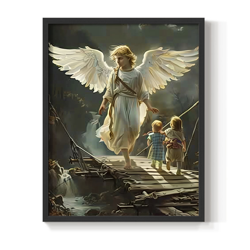 Religious Series CDXLV III, reproduction d'art encadrée - bois massif, H 11 po x l 9 po, Noir, noir, noir, noir