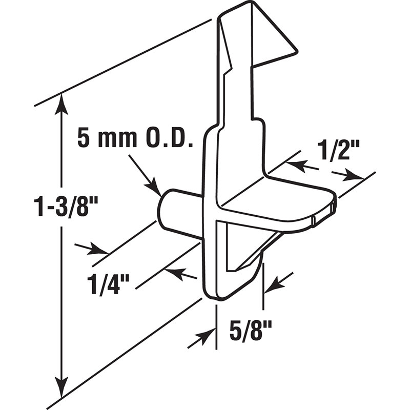 Prime-Line Shelf Support Pegs, 5 mm., Plastic Construction, White, with Locking
