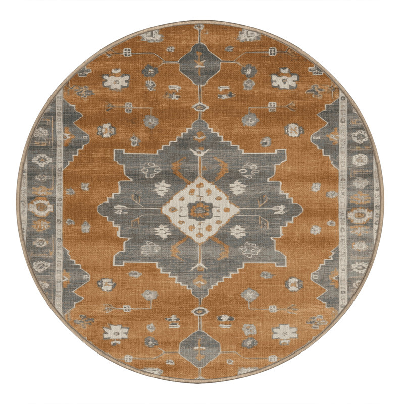 Tapis brun lavable à la machine, Rond 4 pi