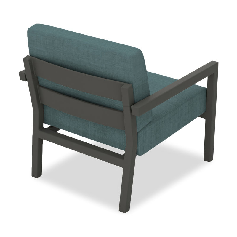Vivant Patio Chair with Sunbrella® Cushions, Cast Lagoon Sunbrella® Plainweave, Black