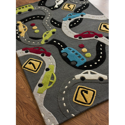 Tapis gris pour enfants KinderLOOM Roads