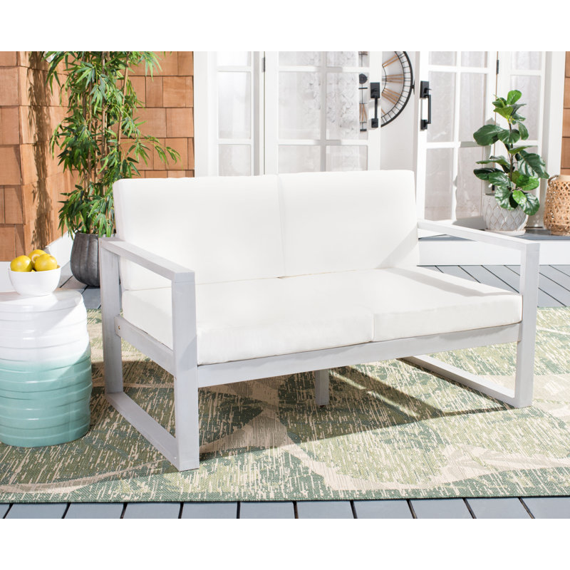 50.31'' Wide Acacia Loveseat with Cushions, Gray/White