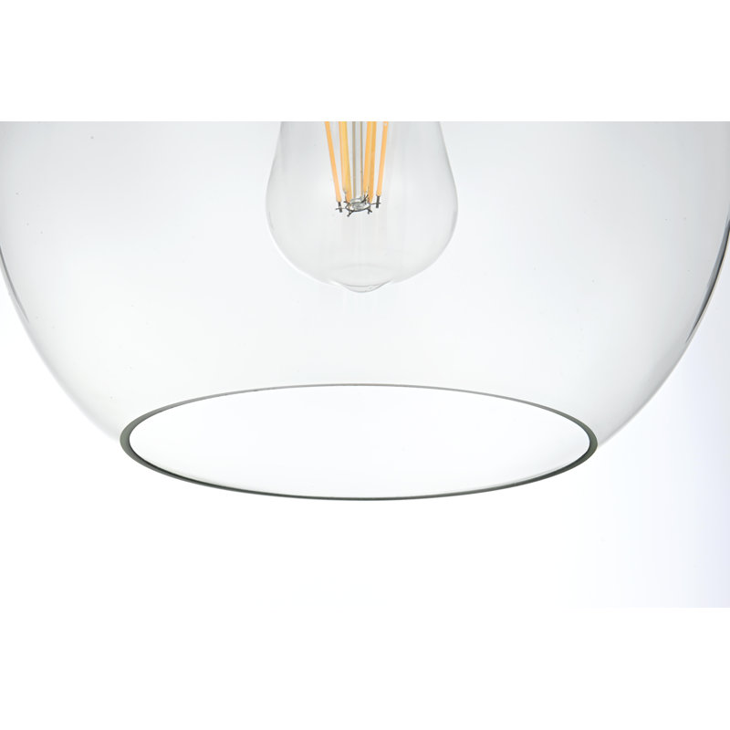 Luminaire suspendu sphérique simple à 1 lumière Snead, Transparent, H 70 po x l 9,8 po x P 9,8 po, Gold